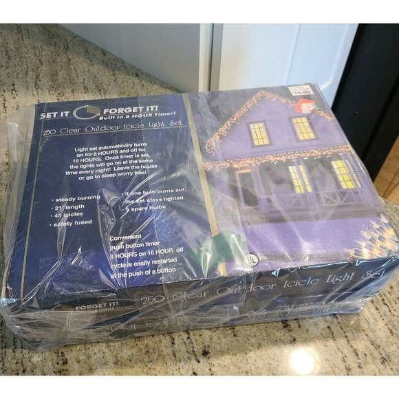 2 Vtg Set it Forget it 8 Hr Timer ICICLE LIGHT SETS 250...